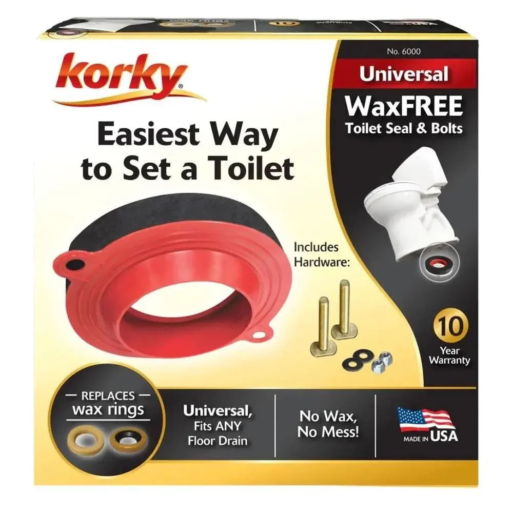 New In Box Korky 6000BP Universal Toilet WaxFree Seal with Hardware